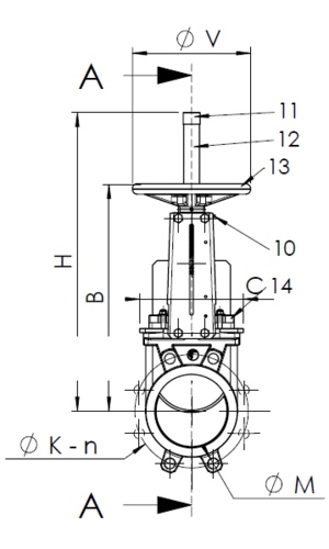 Размеры Tecofi VG6400-00 Ду350